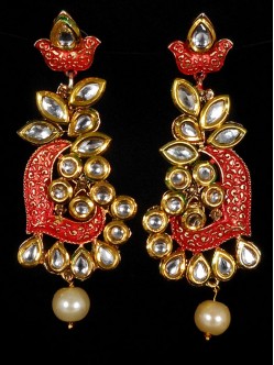 Kundan Earrings with Meenakari Work